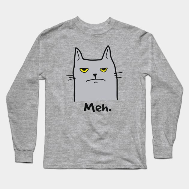 Meh Cat with an attitude Long Sleeve T-Shirt by Alema Art